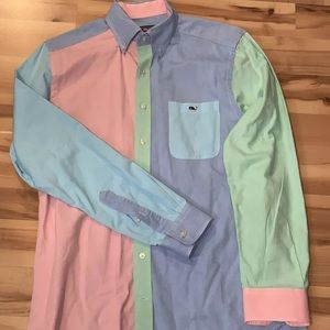 VINEYARD VINES Shirt M Pastel Green Pink Blue